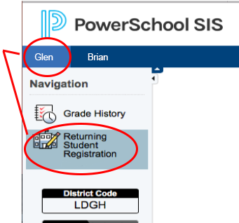 powerSchool registration screenshot